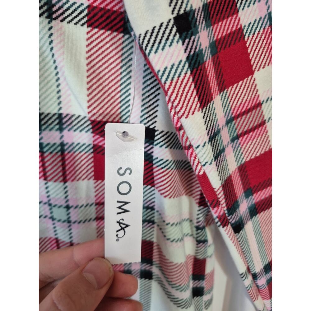 Soma Red Plaid Cotton Blend Pajama Set NWT Small Holiday - Picture 5 of 16